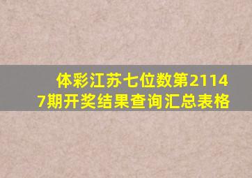 体彩江苏七位数第21147期开奖结果查询汇总表格