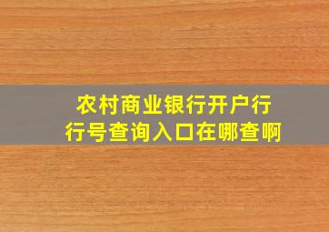 农村商业银行开户行行号查询入口在哪查啊