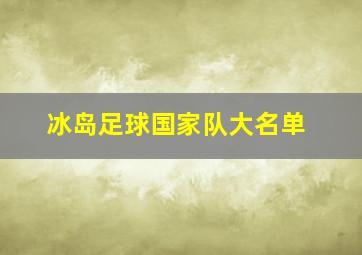 冰岛足球国家队大名单