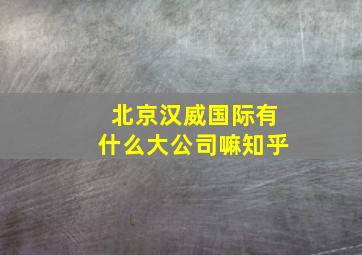 北京汉威国际有什么大公司嘛知乎