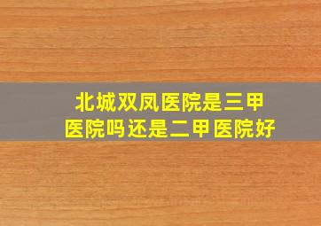 北城双凤医院是三甲医院吗还是二甲医院好