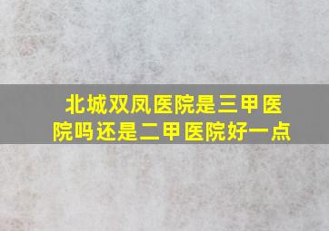 北城双凤医院是三甲医院吗还是二甲医院好一点