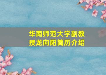 华南师范大学副教授龙向阳简历介绍