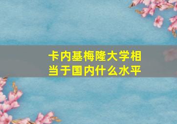 卡内基梅隆大学相当于国内什么水平