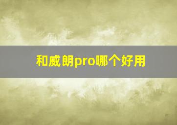 和威朗pro哪个好用