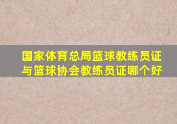 国家体育总局篮球教练员证与篮球协会教练员证哪个好