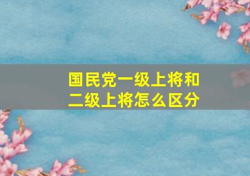 国民党一级上将和二级上将怎么区分