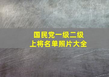 国民党一级二级上将名单照片大全