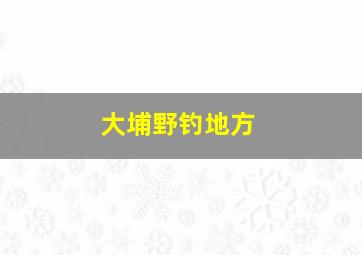 大埔野钓地方