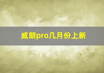 威朗pro几月份上新