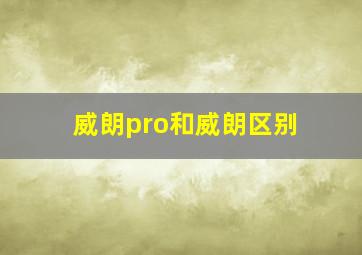 威朗pro和威朗区别