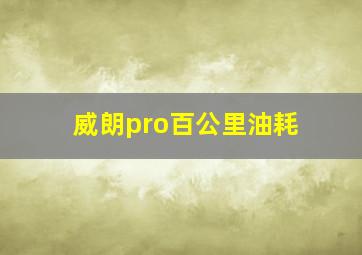 威朗pro百公里油耗