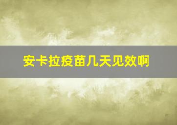 安卡拉疫苗几天见效啊