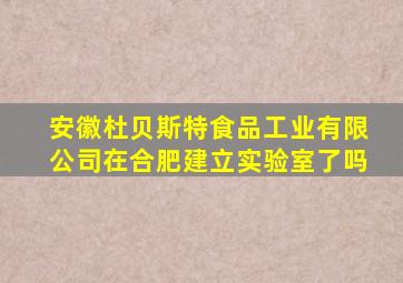 安徽杜贝斯特食品工业有限公司在合肥建立实验室了吗