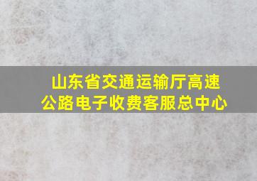 山东省交通运输厅高速公路电子收费客服总中心