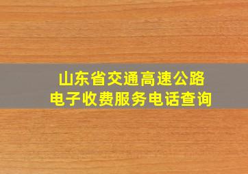 山东省交通高速公路电子收费服务电话查询