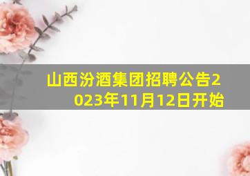 山西汾酒集团招聘公告2023年11月12日开始