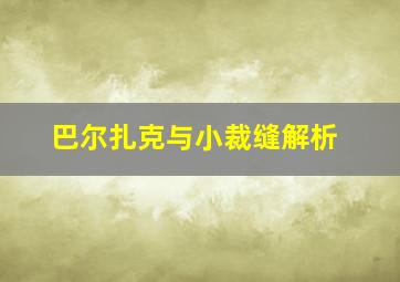 巴尔扎克与小裁缝解析