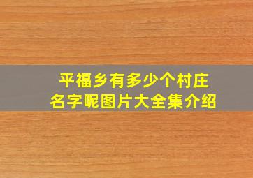 平福乡有多少个村庄名字呢图片大全集介绍