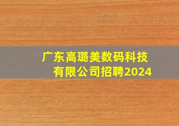 广东高璐美数码科技有限公司招聘2024