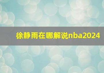 徐静雨在哪解说nba2024