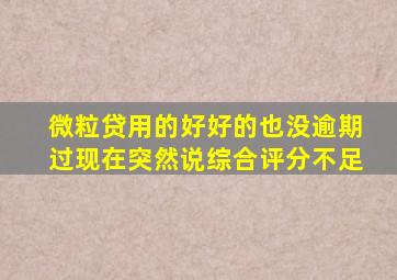 微粒贷用的好好的也没逾期过现在突然说综合评分不足