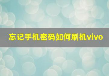 忘记手机密码如何刷机vivo