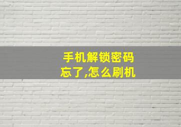 手机解锁密码忘了,怎么刷机