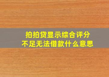 拍拍贷显示综合评分不足无法借款什么意思