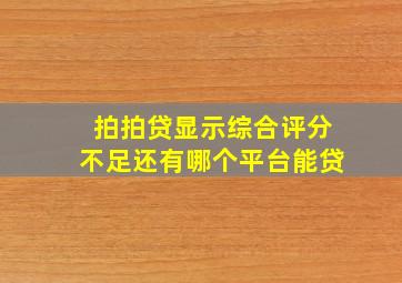 拍拍贷显示综合评分不足还有哪个平台能贷