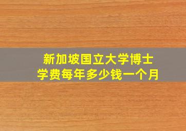 新加坡国立大学博士学费每年多少钱一个月