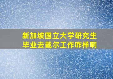 新加坡国立大学研究生毕业去戴尔工作咋样啊