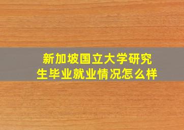 新加坡国立大学研究生毕业就业情况怎么样