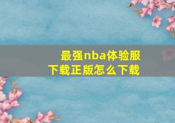 最强nba体验服下载正版怎么下载