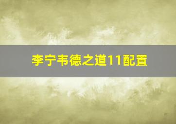 李宁韦德之道11配置