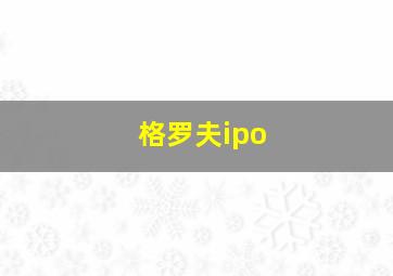 格罗夫ipo