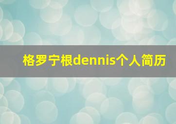 格罗宁根dennis个人简历