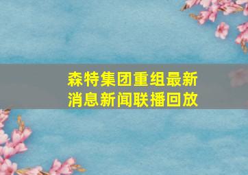 森特集团重组最新消息新闻联播回放