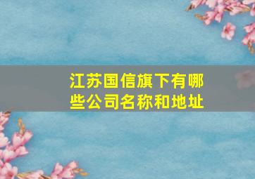 江苏国信旗下有哪些公司名称和地址