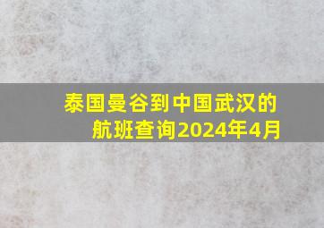 泰国曼谷到中国武汉的航班查询2024年4月