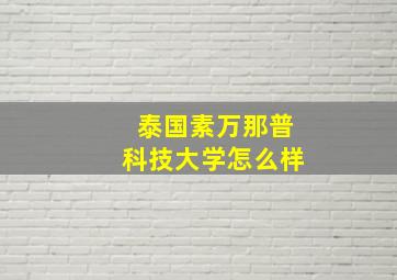 泰国素万那普科技大学怎么样