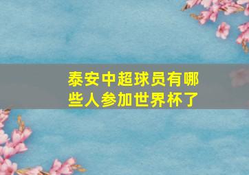 泰安中超球员有哪些人参加世界杯了