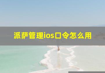 派萨管理ios口令怎么用