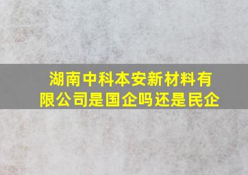 湖南中科本安新材料有限公司是国企吗还是民企