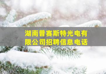 湖南普赛斯特光电有限公司招聘信息电话