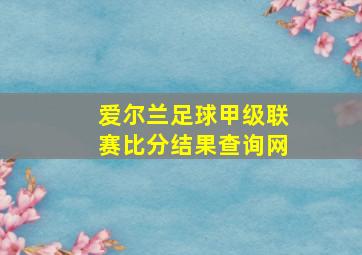 爱尔兰足球甲级联赛比分结果查询网