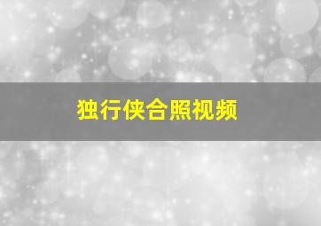 独行侠合照视频