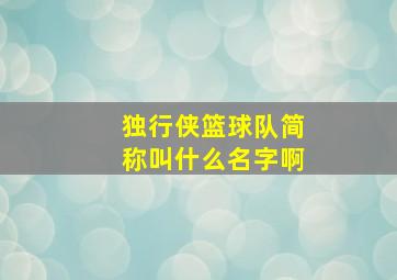 独行侠篮球队简称叫什么名字啊