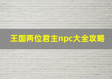 王国两位君主npc大全攻略