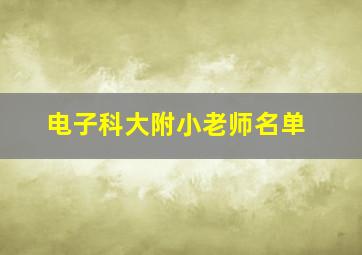 电子科大附小老师名单